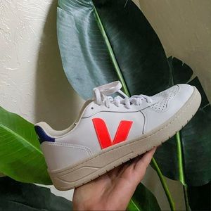 Madewell x Veja Leather V-10 Sneakers in Neon